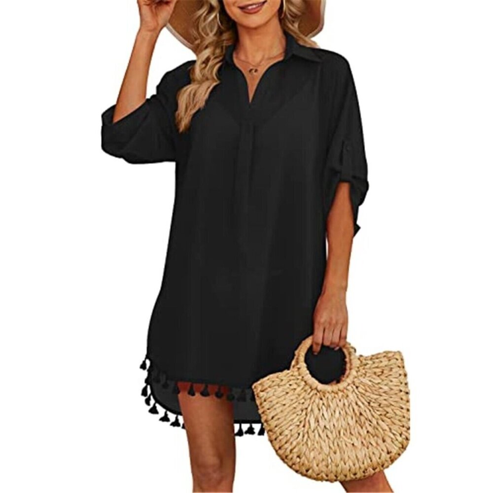 Women Swimsuit Cover Up Shirt 2026 Tassel Beach Bathing Suit for